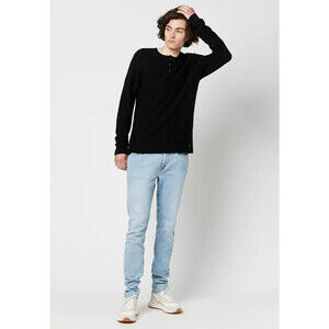 Buffalo David Bitton Men's Wamill Long Sleeve Henley Sweater Black Size XL NWT